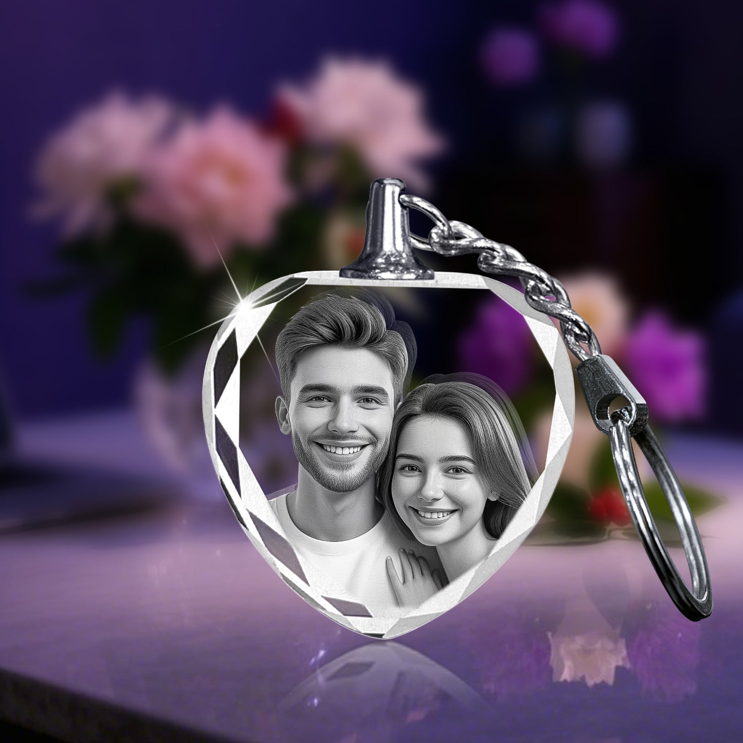 Octagonal Crystal Keychain