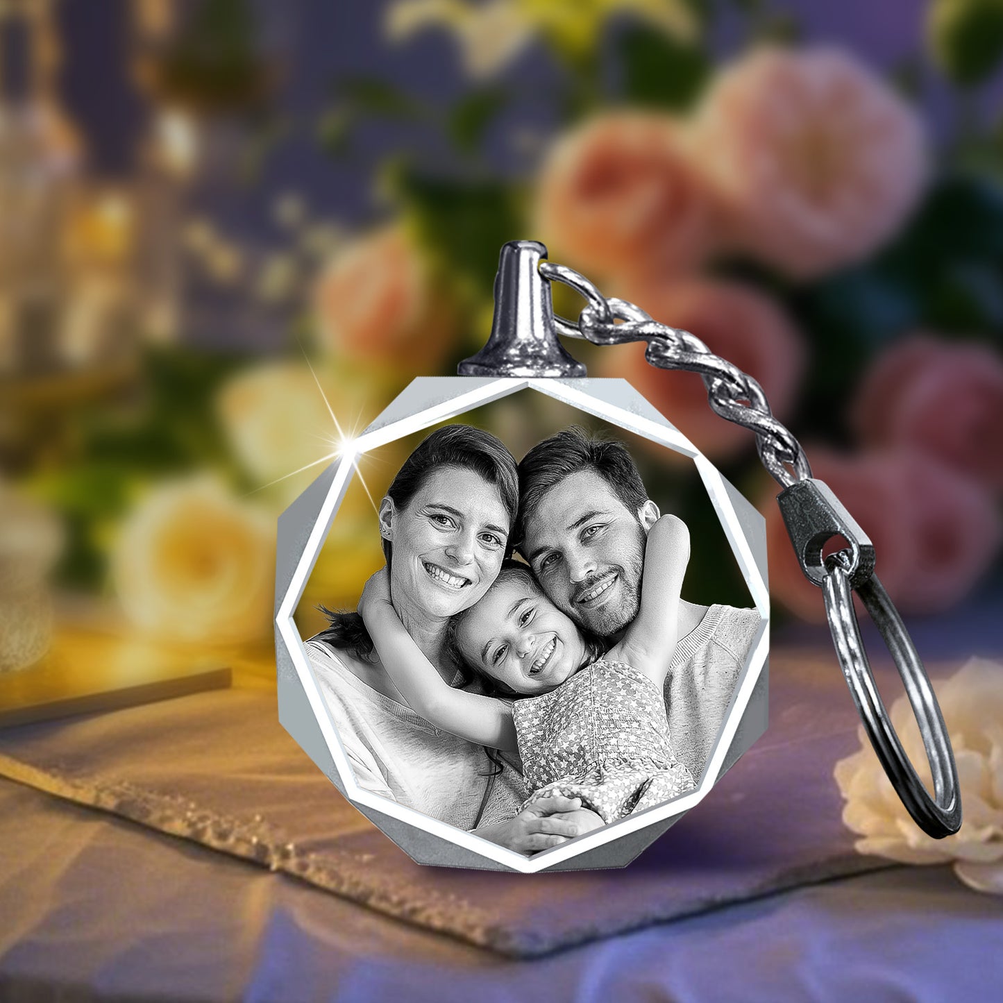 Oval Crystal Keychain