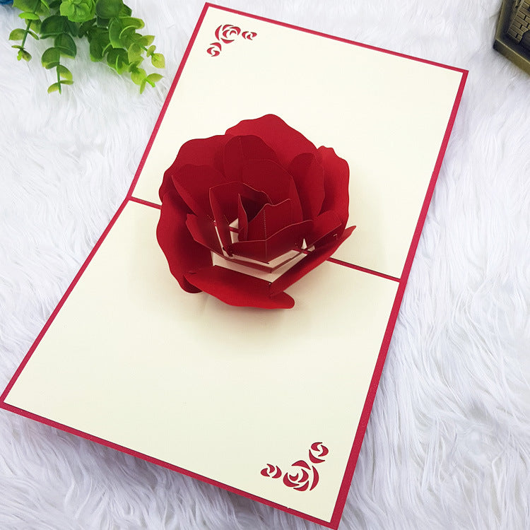 Biglietto d'auguri con rosa 3D