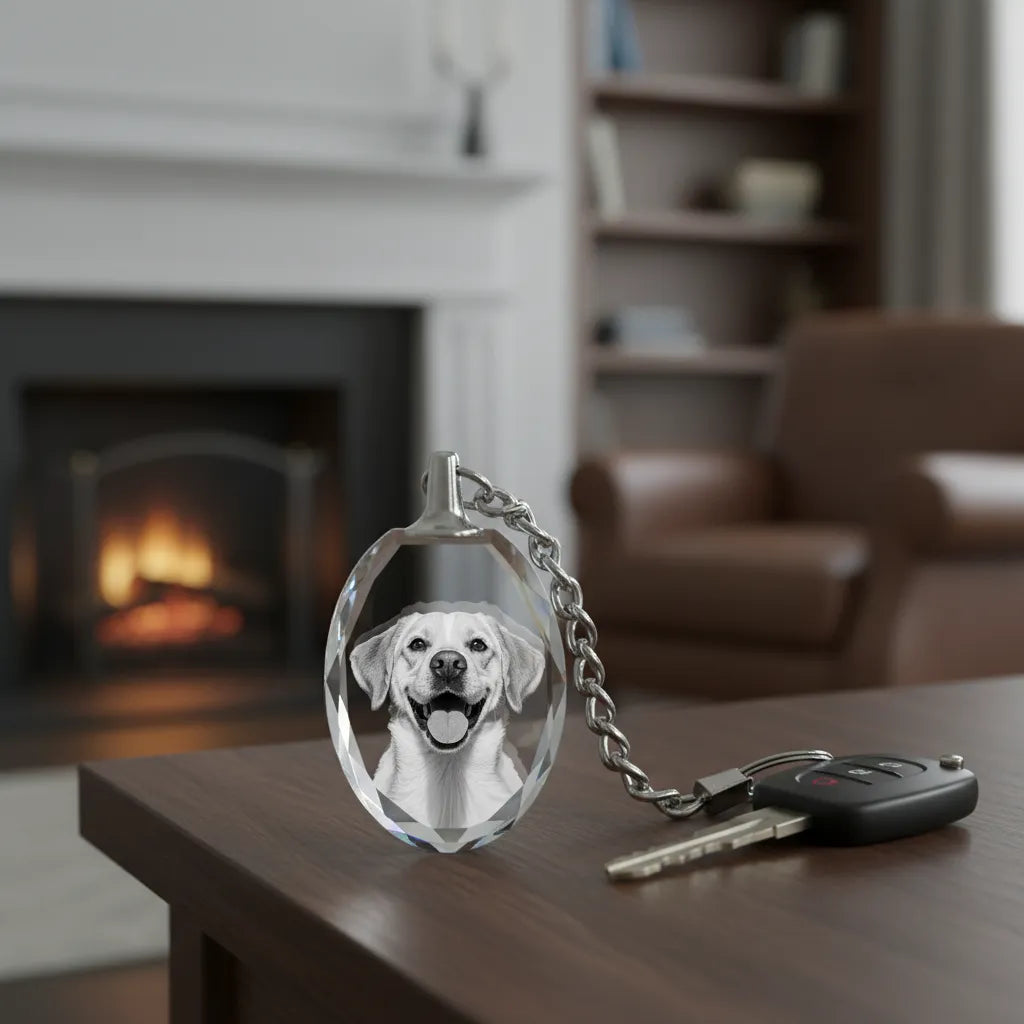 Oval Crystal Keychain