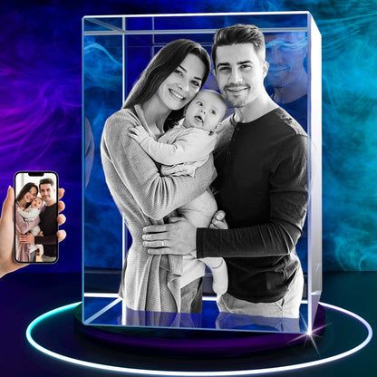 Regalos personalizados con foto de cristal 3D para el Día de la Madre para mamá, esposa, mujer, ella, cristal grabado con láser 3D para pareja, regalos personalizados de bronce para aniversario, boda, conmemoración, cumpleaños, cubo pequeño 