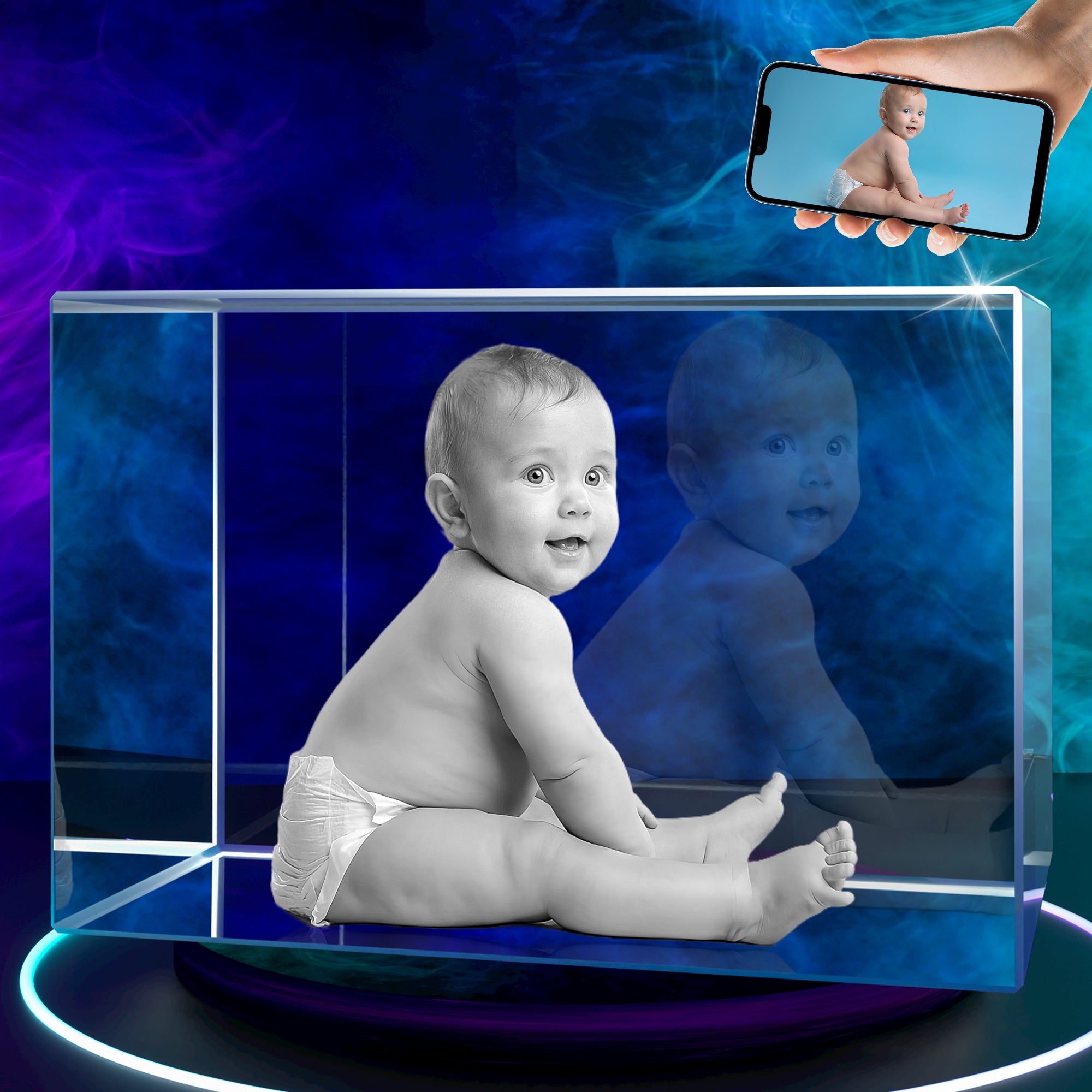 RUIOU 3D Crystal Photo Cube Landscape