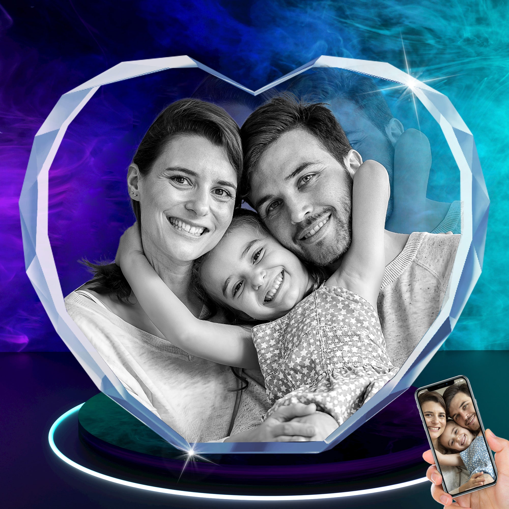 RUIOU 3D Crystal Photo Heart