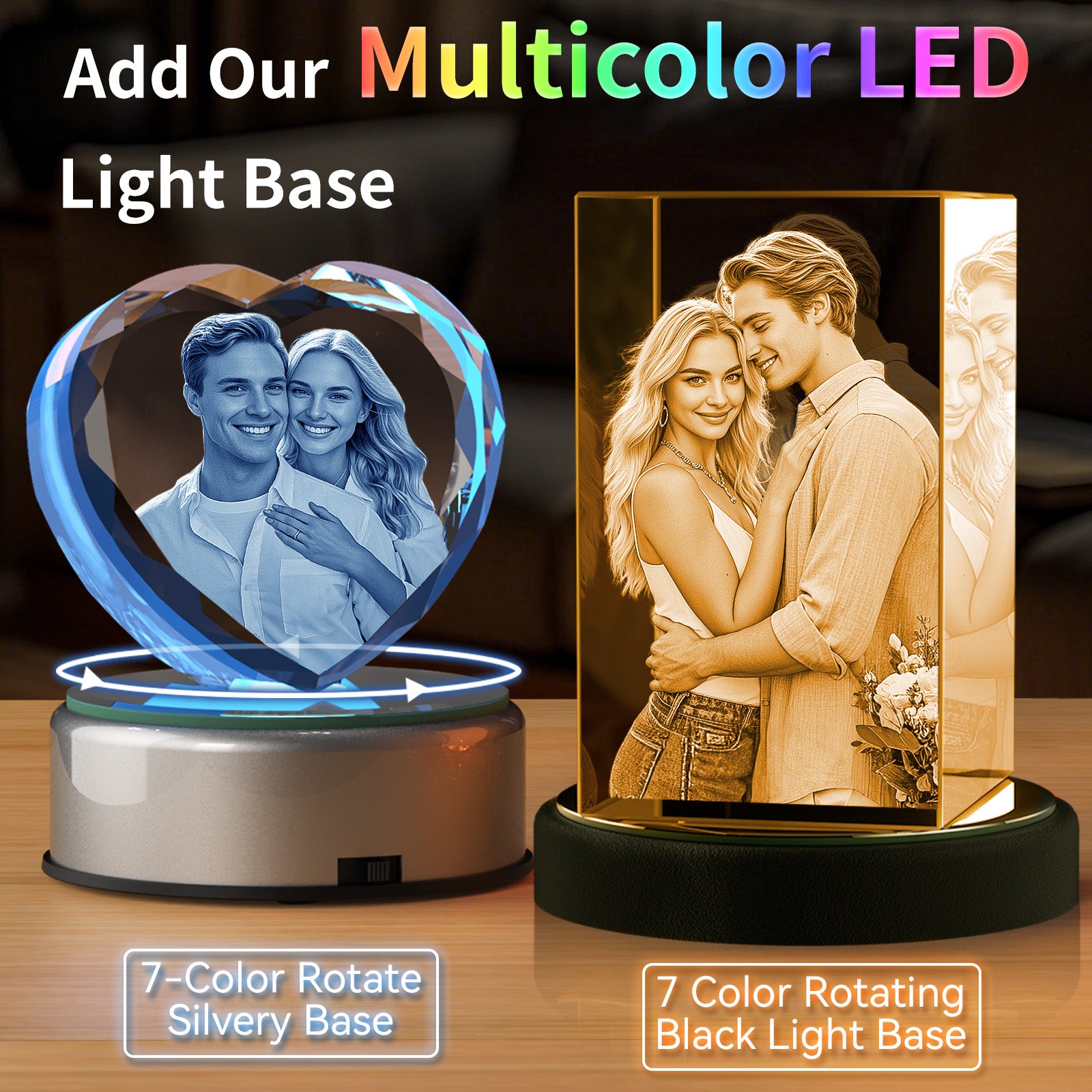 RUIOU 3D Crystal Photo Heart