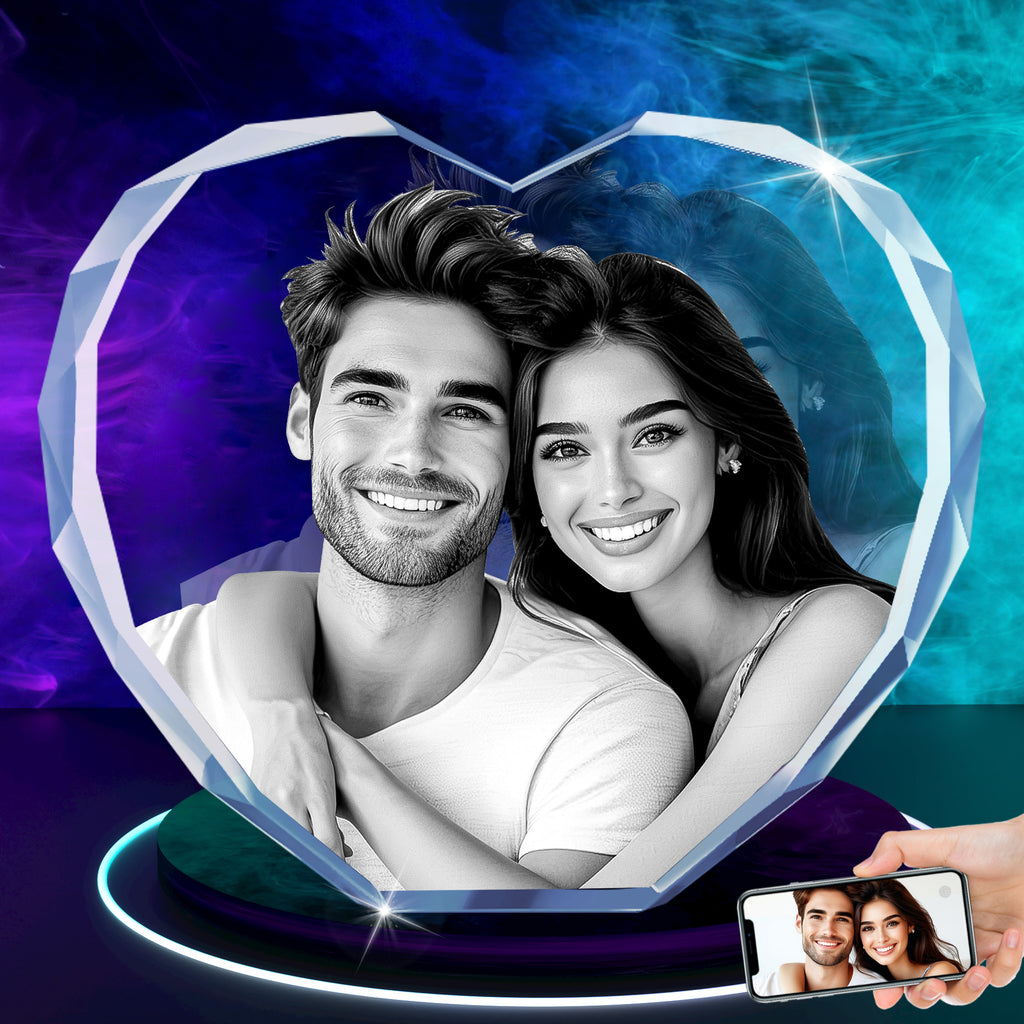 RUIOU 3D Crystal Photo Heart