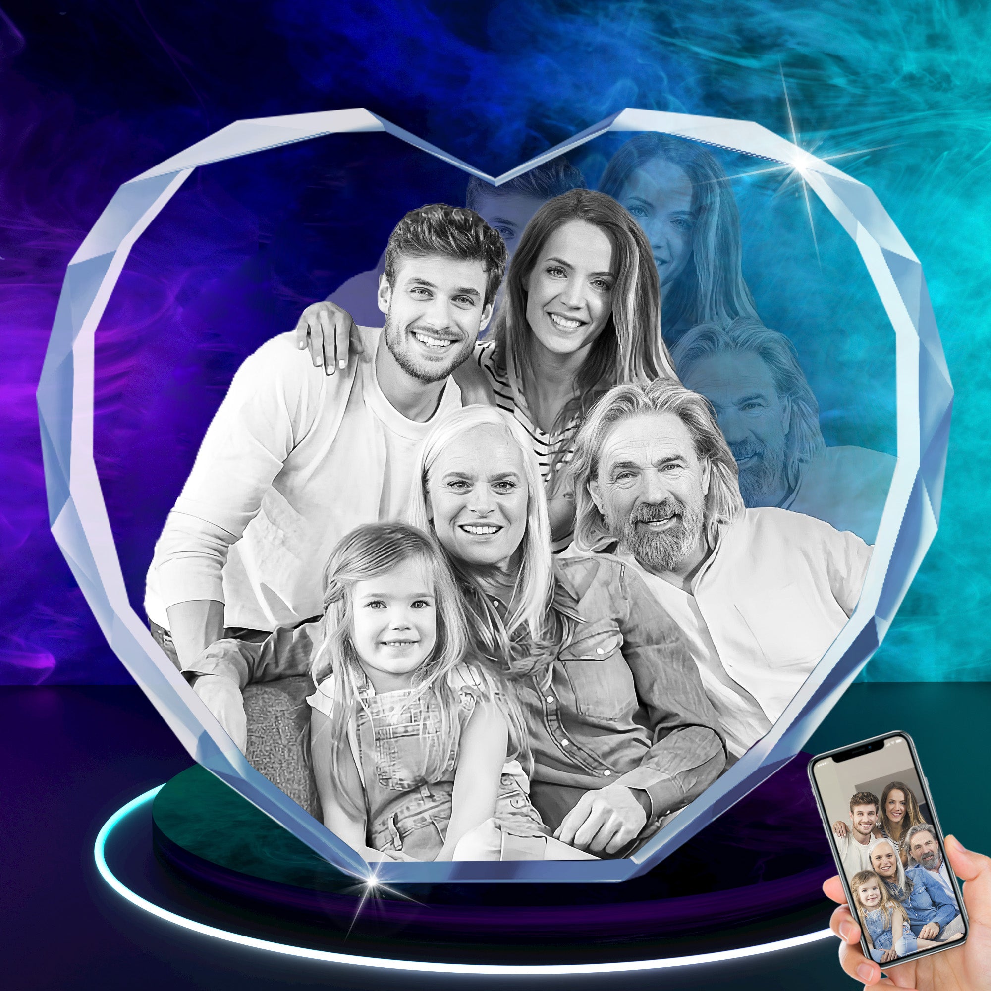 RUIOU 3D Crystal Photo Heart