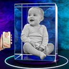 Regalos personalizados con foto de cristal 3D para el Día de la Madre para mamá, esposa, mujer, ella, cristal grabado con láser 3D para pareja, regalos personalizados de bronce para aniversario, boda, conmemoración, cumpleaños, cubo pequeño 
