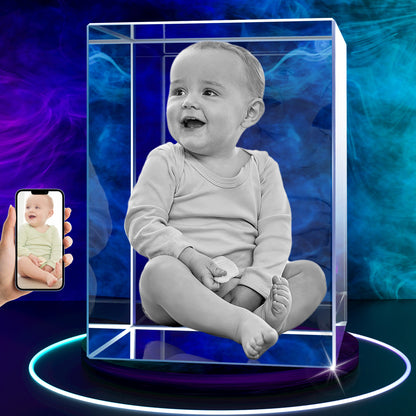 Regalos personalizados con foto de cristal 3D para el Día de la Madre para mamá, esposa, mujer, ella, cristal grabado con láser 3D para pareja, regalos personalizados de bronce para aniversario, boda, conmemoración, cumpleaños, cubo pequeño 