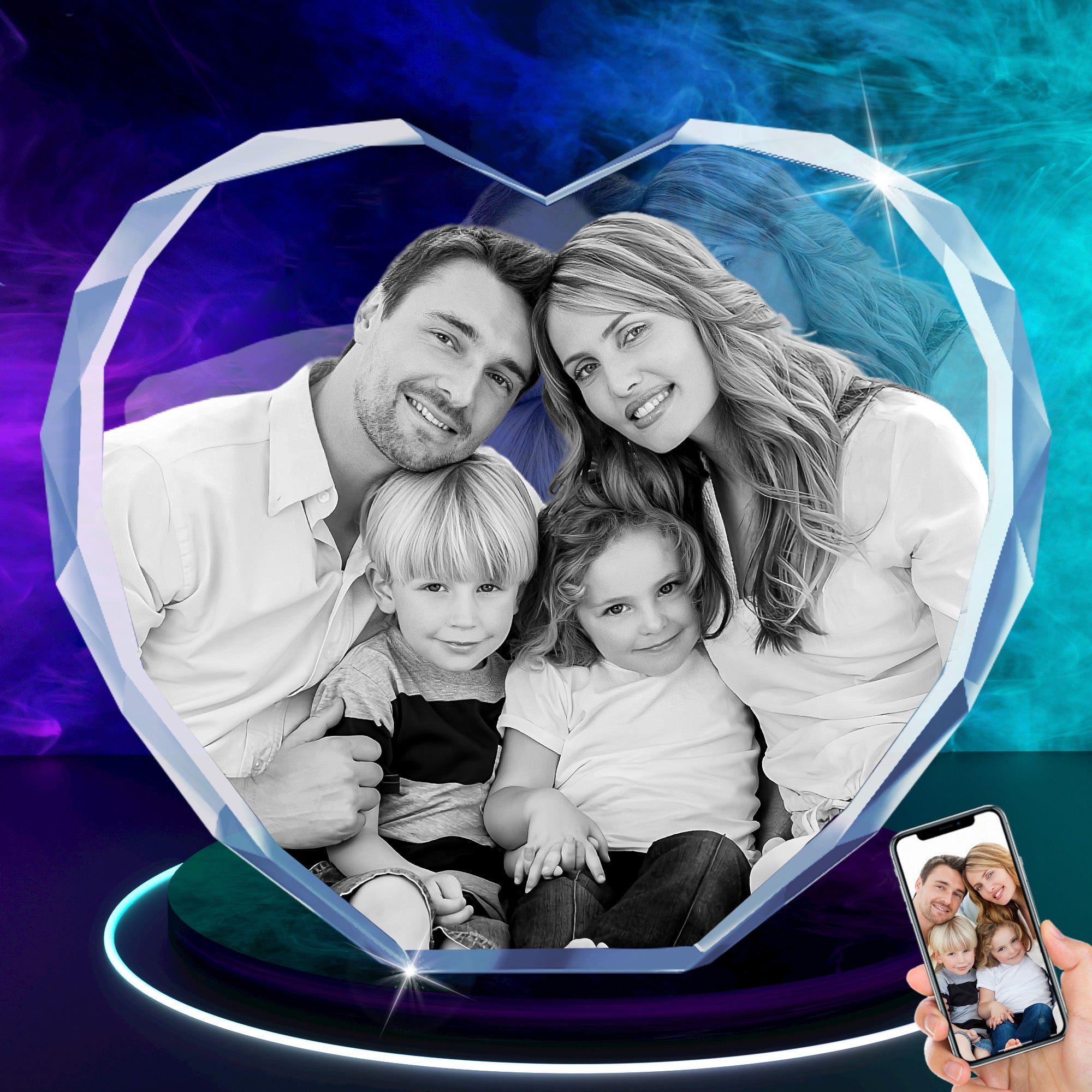 RUIOU 3D Crystal Photo Heart