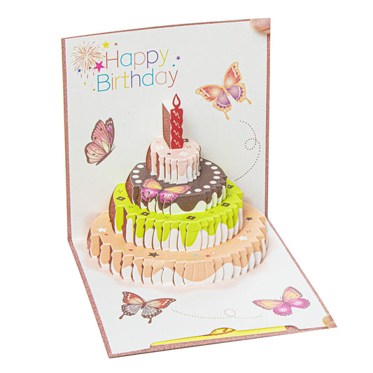 Biglietto d'auguri con torta rosa