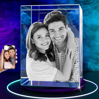 Regalos personalizados con foto de cristal 3D para el Día de la Madre para mamá, esposa, mujer, ella, cristal grabado con láser 3D para pareja, regalos personalizados de bronce para aniversario, boda, conmemoración, cumpleaños, cubo pequeño 