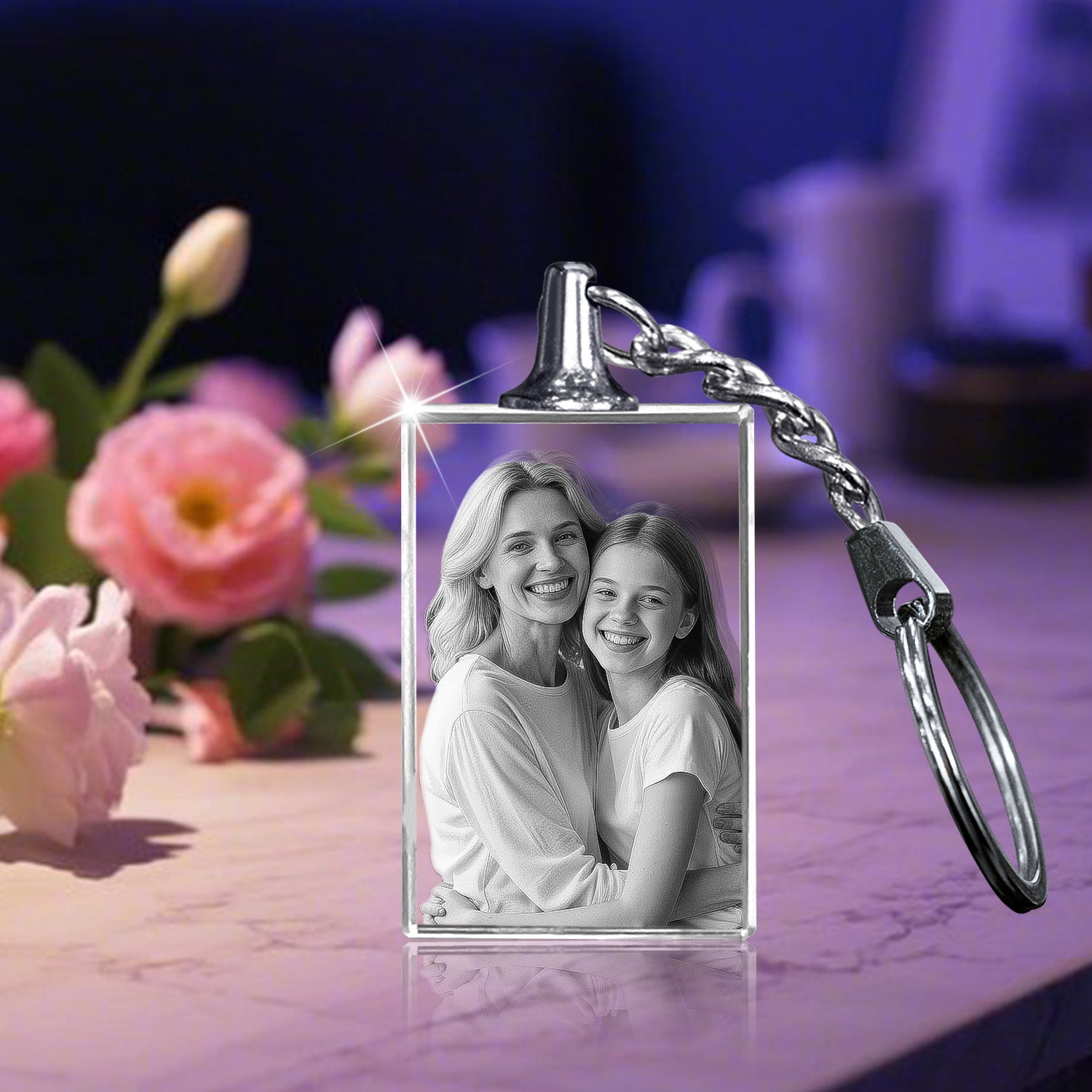 Rectangular Crystal Keychain