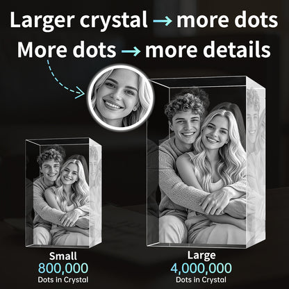 Regalos personalizados con foto de cristal 3D para el Día de la Madre para mamá, esposa, mujer, ella, cristal grabado con láser 3D para pareja, regalos personalizados de bronce para aniversario, boda, conmemoración, cumpleaños, cubo pequeño 