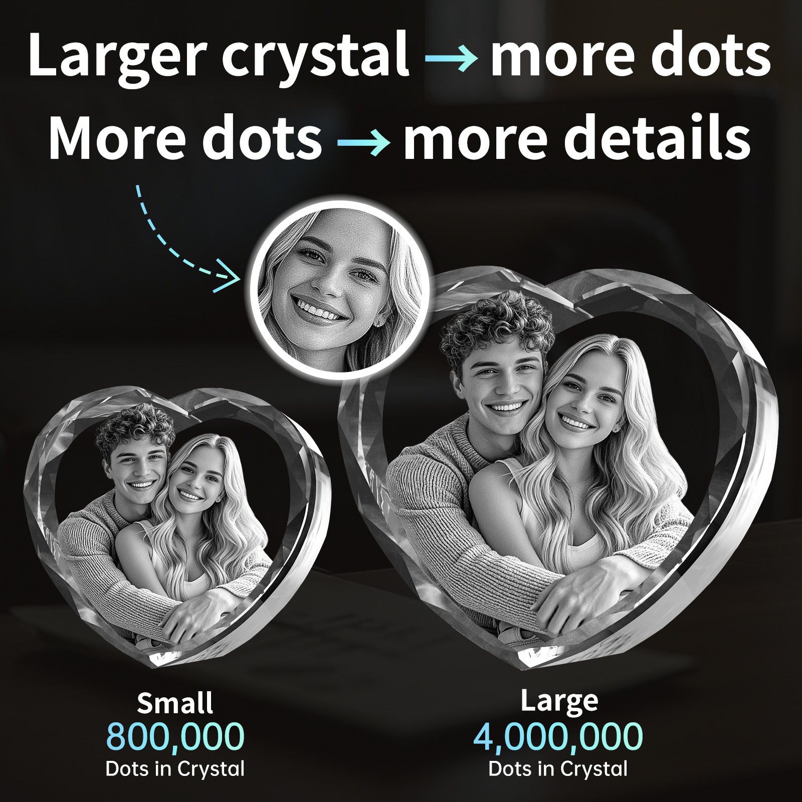 RUIOU 3D Crystal Photo Heart