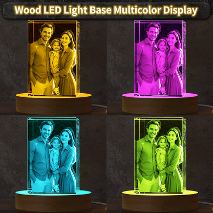 Regalos personalizados con foto de cristal 3D para el Día de la Madre para mamá, esposa, mujer, ella, cristal grabado con láser 3D para pareja, regalos personalizados de bronce para aniversario, boda, conmemoración, cumpleaños, cubo pequeño 