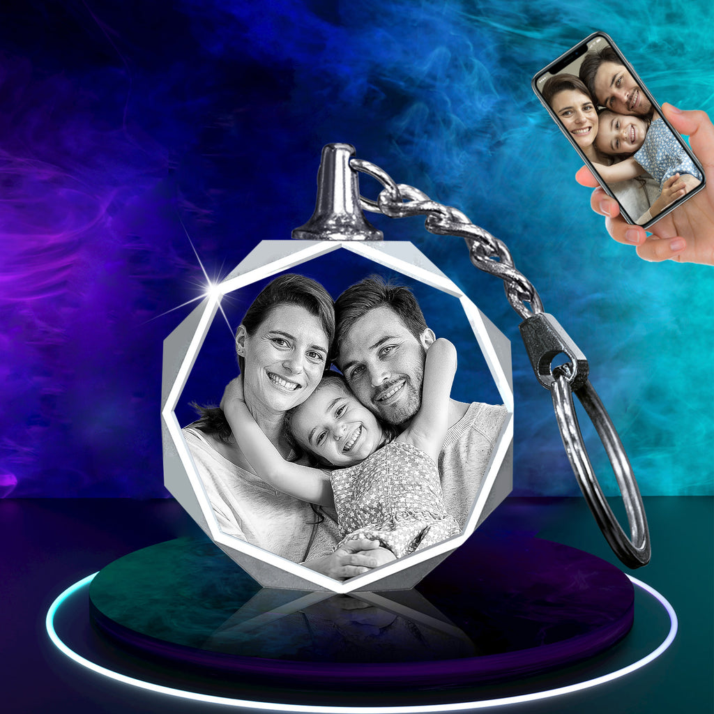 Octagonal Crystal Keychain