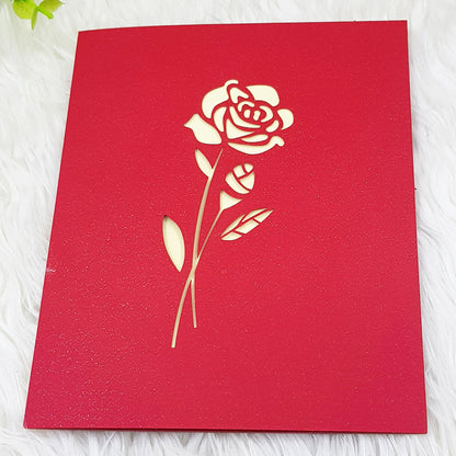 Biglietto d'auguri con rosa 3D