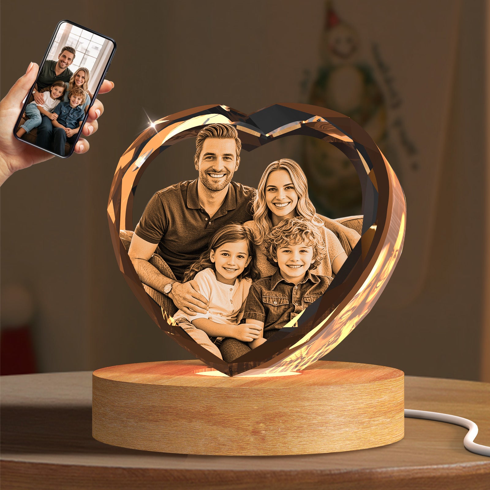 RUIOU 3D Crystal Photo Heart