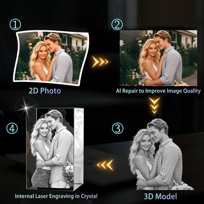 Regalos personalizados con foto de cristal 3D para el Día de la Madre para mamá, esposa, mujer, ella, cristal grabado con láser 3D para pareja, regalos personalizados de bronce para aniversario, boda, conmemoración, cumpleaños, cubo pequeño 