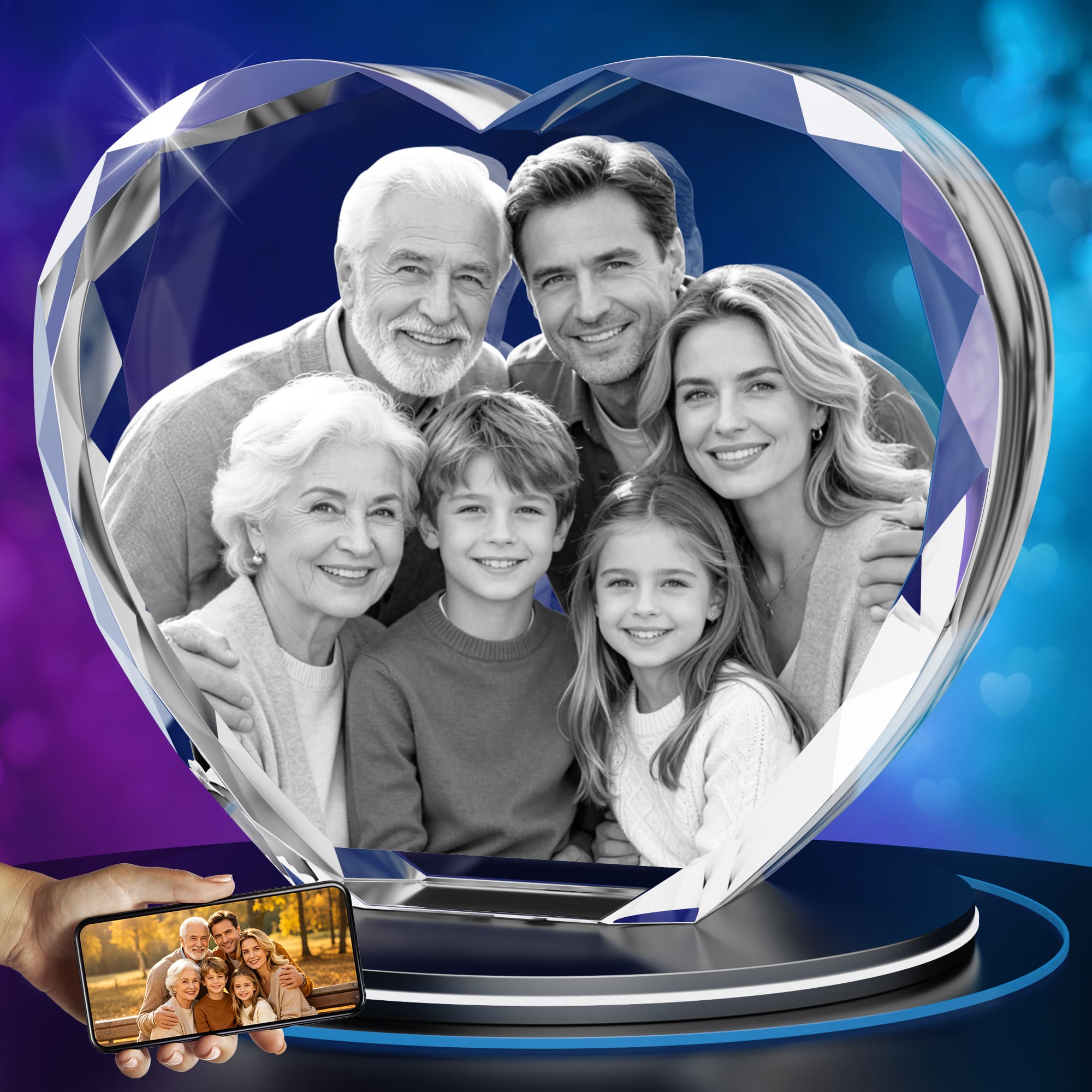 3D Crystal Photo Heart
